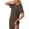 imageGRECERELLE Midi Dresses for Women  WrinkleFree Crewneck Split Long Dress for Work Travel Casual Versatile with PocketArmy Green