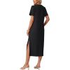 imageGRECERELLE Midi Dresses for Women  WrinkleFree Crewneck Split Long Dress for Work Travel Casual Versatile with PocketBlack