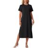 imageGRECERELLE Midi Dresses for Women  WrinkleFree Crewneck Split Long Dress for Work Travel Casual Versatile with PocketBlack