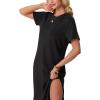 imageGRECERELLE Midi Dresses for Women  WrinkleFree Crewneck Split Long Dress for Work Travel Casual Versatile with PocketBlack