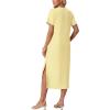 imageGRECERELLE Midi Dresses for Women  WrinkleFree Crewneck Split Long Dress for Work Travel Casual Versatile with PocketButter Yellow