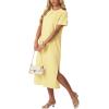 imageGRECERELLE Midi Dresses for Women  WrinkleFree Crewneck Split Long Dress for Work Travel Casual Versatile with PocketButter Yellow