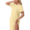 imageGRECERELLE Midi Dresses for Women  WrinkleFree Crewneck Split Long Dress for Work Travel Casual Versatile with PocketButter Yellow