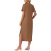 imageGRECERELLE Midi Dresses for Women  WrinkleFree Crewneck Split Long Dress for Work Travel Casual Versatile with PocketCamel