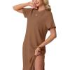 imageGRECERELLE Midi Dresses for Women  WrinkleFree Crewneck Split Long Dress for Work Travel Casual Versatile with PocketCamel