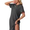 imageGRECERELLE Midi Dresses for Women  WrinkleFree Crewneck Split Long Dress for Work Travel Casual Versatile with PocketDark Gray