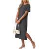 imageGRECERELLE Midi Dresses for Women  WrinkleFree Crewneck Split Long Dress for Work Travel Casual Versatile with PocketDark Gray