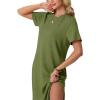 imageGRECERELLE Midi Dresses for Women  WrinkleFree Crewneck Split Long Dress for Work Travel Casual Versatile with PocketDill Green
