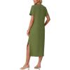 imageGRECERELLE Midi Dresses for Women  WrinkleFree Crewneck Split Long Dress for Work Travel Casual Versatile with PocketDill Green