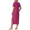 imageGRECERELLE Midi Dresses for Women  WrinkleFree Crewneck Split Long Dress for Work Travel Casual Versatile with PocketHot Pink