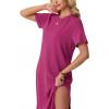 imageGRECERELLE Midi Dresses for Women  WrinkleFree Crewneck Split Long Dress for Work Travel Casual Versatile with PocketHot Pink