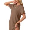 imageGRECERELLE Midi Dresses for Women  WrinkleFree Crewneck Split Long Dress for Work Travel Casual Versatile with PocketLight Coffee