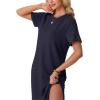 imageGRECERELLE Midi Dresses for Women  WrinkleFree Crewneck Split Long Dress for Work Travel Casual Versatile with PocketNavy Blue
