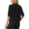 imageGRECERELLE Short Sleeve Cardigan for Women Lightweight Button Down Casual Cropped Knit Sweater TopsBlack
