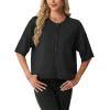 imageGRECERELLE Short Sleeve Cardigan for Women Lightweight Button Down Casual Cropped Knit Sweater TopsBlack