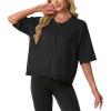 imageGRECERELLE Short Sleeve Cardigan for Women Lightweight Button Down Casual Cropped Knit Sweater TopsBlack
