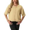 imageGRECERELLE Short Sleeve Cardigan for Women Lightweight Button Down Casual Cropped Knit Sweater TopsButter Yellow