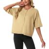 imageGRECERELLE Short Sleeve Cardigan for Women Lightweight Button Down Casual Cropped Knit Sweater TopsButter Yellow