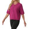 imageGRECERELLE Short Sleeve Cardigan for Women Lightweight Button Down Casual Cropped Knit Sweater TopsHot Pink