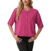 imageGRECERELLE Short Sleeve Cardigan for Women Lightweight Button Down Casual Cropped Knit Sweater TopsHot Pink