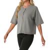 imageGRECERELLE Short Sleeve Cardigan for Women Lightweight Button Down Casual Cropped Knit Sweater TopsLight Gray