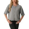 imageGRECERELLE Short Sleeve Cardigan for Women Lightweight Button Down Casual Cropped Knit Sweater TopsLight Gray