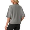 imageGRECERELLE Short Sleeve Cardigan for Women Lightweight Button Down Casual Cropped Knit Sweater TopsLight Gray
