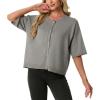 imageGRECERELLE Short Sleeve Cardigan for Women Lightweight Button Down Casual Cropped Knit Sweater TopsLight Gray