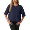 imageGRECERELLE Short Sleeve Cardigan for Women Lightweight Button Down Casual Cropped Knit Sweater TopsNavy Blue