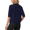 imageGRECERELLE Short Sleeve Cardigan for Women Lightweight Button Down Casual Cropped Knit Sweater TopsNavy Blue
