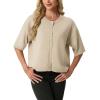 imageGRECERELLE Short Sleeve Cardigan for Women Lightweight Button Down Casual Cropped Knit Sweater TopsOatmeal