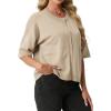 imageGRECERELLE Short Sleeve Cardigan for Women Lightweight Button Down Casual Cropped Knit Sweater TopsOatmeal