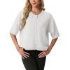 imageGRECERELLE Short Sleeve Cardigan for Women Lightweight Button Down Casual Cropped Knit Sweater TopsWhite