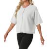 imageGRECERELLE Short Sleeve Cardigan for Women Lightweight Button Down Casual Cropped Knit Sweater TopsWhite