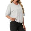 imageGRECERELLE Short Sleeve Cardigan for Women Lightweight Button Down Casual Cropped Knit Sweater TopsWhite