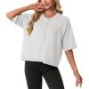 imageGRECERELLE Short Sleeve Cardigan for Women Lightweight Button Down Casual Cropped Knit Sweater TopsWhite