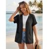 imageGRECERELLE Short Sleeve Cardigan for Women Lightweight Summer with Pockets Open Front Casual Beach Cover Ups 2026Ablack