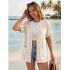 imageGRECERELLE Short Sleeve Cardigan for Women Lightweight Summer with Pockets Open Front Casual Beach Cover Ups 2026Aivory White