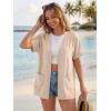 imageGRECERELLE Short Sleeve Cardigan for Women Lightweight Summer with Pockets Open Front Casual Beach Cover Ups 2026Apricot