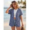 imageGRECERELLE Short Sleeve Cardigan for Women Lightweight Summer with Pockets Open Front Casual Beach Cover Ups 2026Blue Small Flower