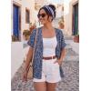 imageGRECERELLE Short Sleeve Cardigan for Women Lightweight Summer with Pockets Open Front Casual Beach Cover Ups 2026Blue Small Flower