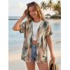 imageGRECERELLE Short Sleeve Cardigan for Women Lightweight Summer with Pockets Open Front Casual Beach Cover Ups 2026Camou Green Pink