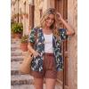 imageGRECERELLE Short Sleeve Cardigan for Women Lightweight Summer with Pockets Open Front Casual Beach Cover Ups 2026Colorful Banana Leaf