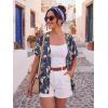 imageGRECERELLE Short Sleeve Cardigan for Women Lightweight Summer with Pockets Open Front Casual Beach Cover Ups 2026Colorful Banana Leaf