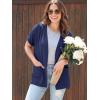 imageGRECERELLE Short Sleeve Cardigan for Women Lightweight Summer with Pockets Open Front Casual Beach Cover Ups 2026Dark Blue