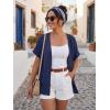 imageGRECERELLE Short Sleeve Cardigan for Women Lightweight Summer with Pockets Open Front Casual Beach Cover Ups 2026Dark Blue