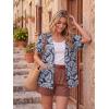 imageGRECERELLE Short Sleeve Cardigan for Women Lightweight Summer with Pockets Open Front Casual Beach Cover Ups 2026Dark Blue Palm Leaf