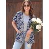 imageGRECERELLE Short Sleeve Cardigan for Women Lightweight Summer with Pockets Open Front Casual Beach Cover Ups 2026Dark Blue Palm Leaf