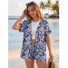 imageGRECERELLE Short Sleeve Cardigan for Women Lightweight Summer with Pockets Open Front Casual Beach Cover Ups 2026Dark Blue Palm Leaf