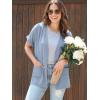 imageGRECERELLE Short Sleeve Cardigan for Women Lightweight Summer with Pockets Open Front Casual Beach Cover Ups 2026Haze Blue